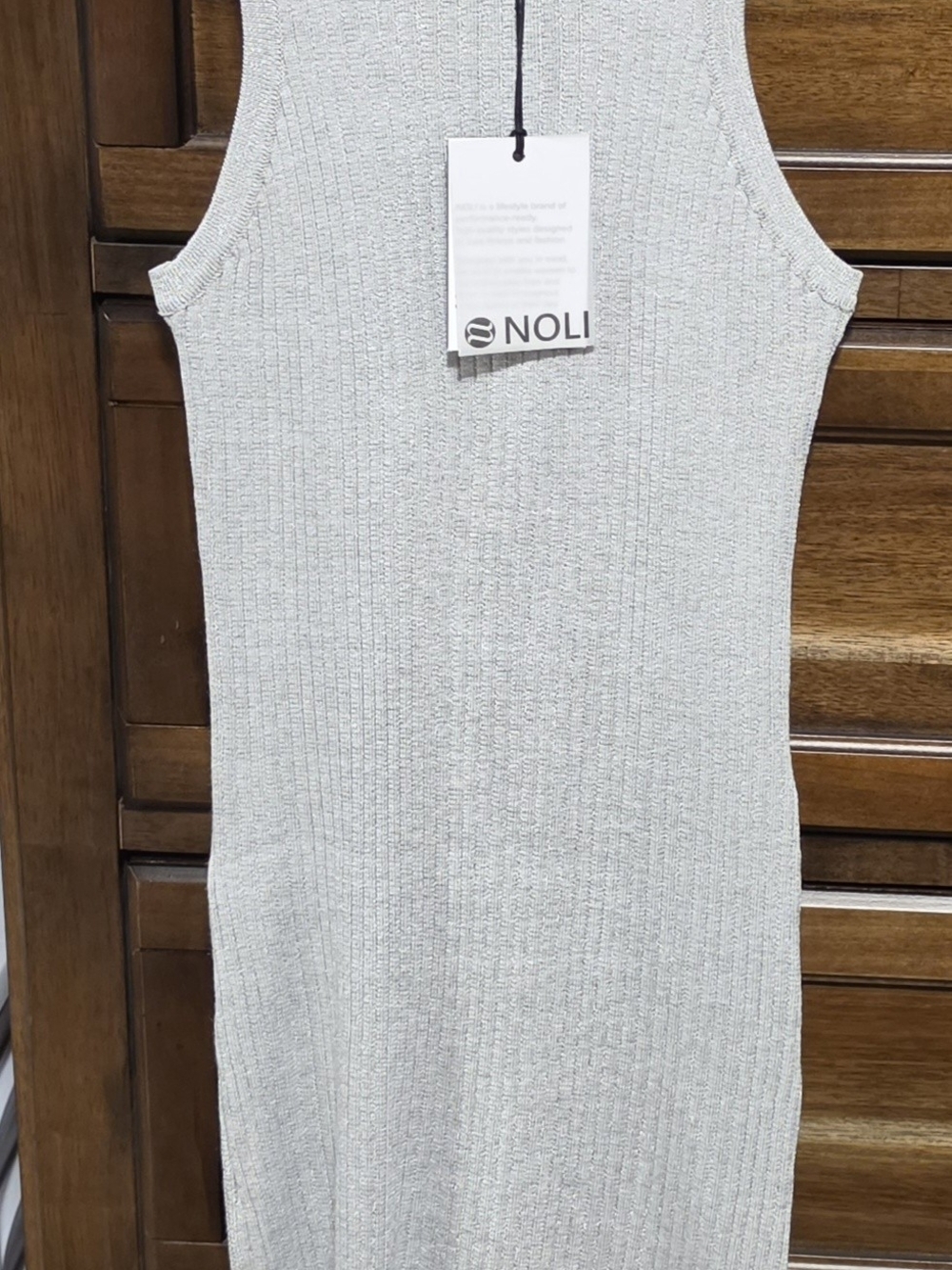 Noli Ribbed Sleeveless Midi Dress in Light Gray